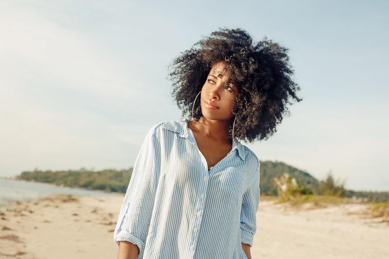 Woman looking off to the side